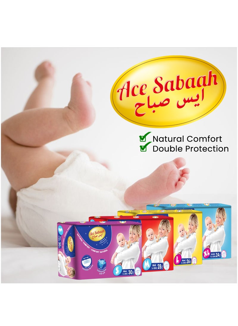 Ace Sabaah - Natural Comfort Baby Diaper Extra Large Junior 12-25kg 24 pcs - Image 1