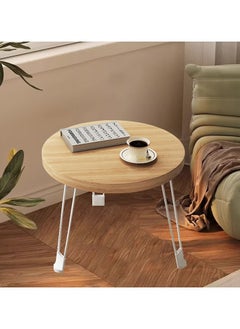 Rewell Round Wooden Table, Solid Nordic Style Coffee Table, Sofa Side Table, Living Room Coffee Table, Original Wood Color 50*50*35CM  - Image 1