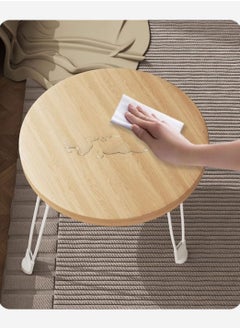 Rewell Round Wooden Table, Solid Nordic Style Coffee Table, Sofa Side Table, Living Room Coffee Table, Original Wood Color 50*50*35CM  - Image 3