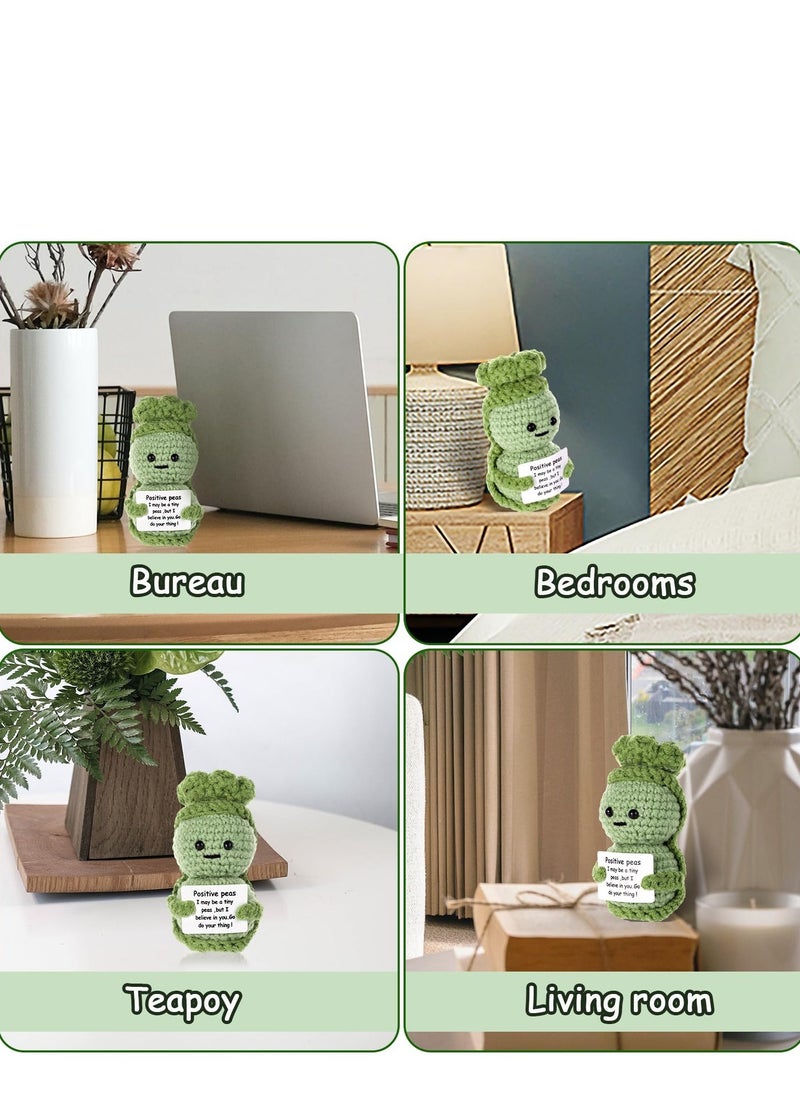 Excefore - Fnnny Positive Pea, 3.8 Inch Creative Cute Positive Pea, Pocket Hug Worry Doll with Positive Affirmation Cards, for Friends Party Decoration Encouragement - Image 1
