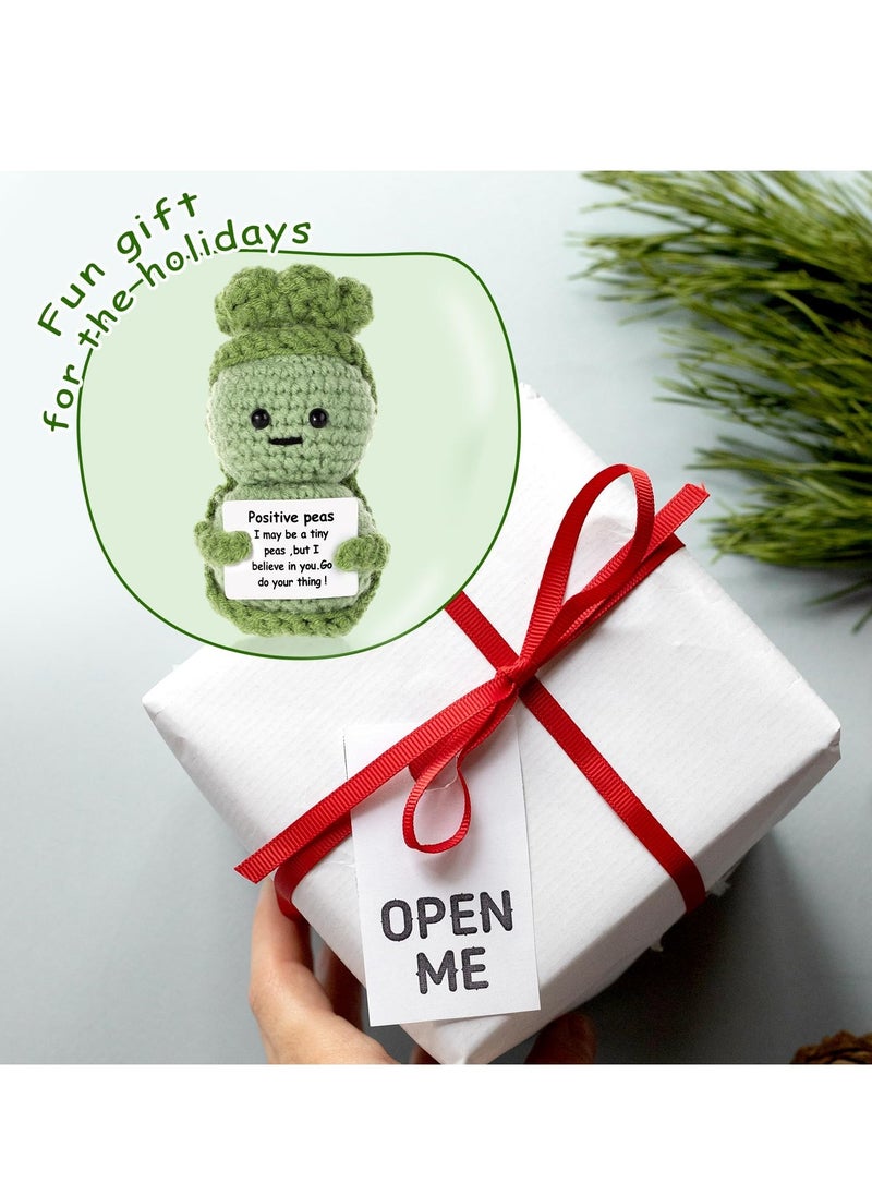 Excefore - Fnnny Positive Pea, 3.8 Inch Creative Cute Positive Pea, Pocket Hug Worry Doll with Positive Affirmation Cards, for Friends Party Decoration Encouragement - Image 1