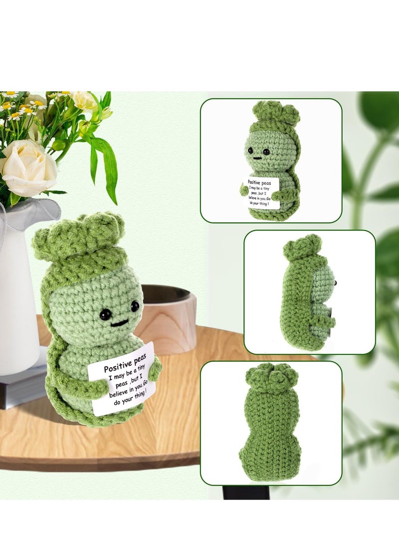 Excefore - Fnnny Positive Pea, 3.8 Inch Creative Cute Positive Pea, Pocket Hug Worry Doll with Positive Affirmation Cards, for Friends Party Decoration Encouragement - Image 1