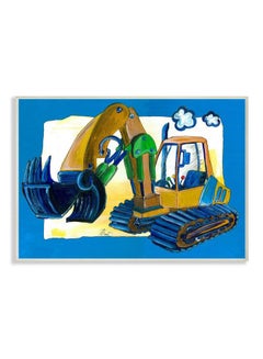 Stupell Industries The Kids Room By Stupell Yellow Excavator With Blue Border Stretched Canvas Wall Art 16 X 20 Multicolor  - Image 1