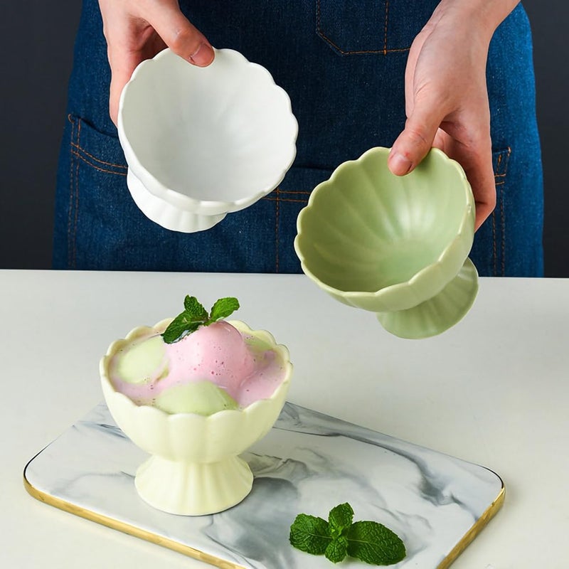 WAIT FLY Macaron Color Ceramic Dessert Trifle Ice Cream Pudding Serving Bowl for Fruit, Salad, Candy, Snack-White-6 OZ - Image 5
