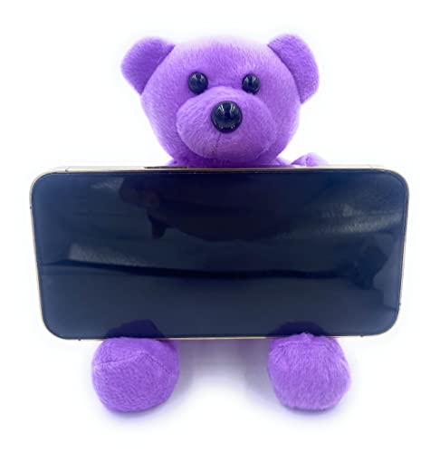 Aeisage Animal Phone Holder for Desks Plush Teddy Bear Smart Phone Stand Purple Bear Toy 55 Cute Phone Holder for Girls Stuffed Animal Mini Lavender Bear Gift - Image 5