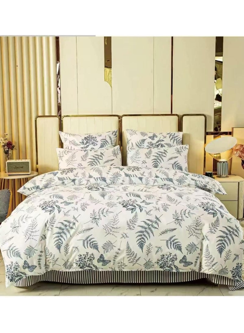 Comfortable and Soft Pure Cotton Bedding Set, Duvet Cover Set 220 * 240cm, King Size,6 Pcs Set With Quilt Cover And 1 Fit Sheet And 4 Pcs Pillowcases,Ideal For Sensitive Skin,All Season