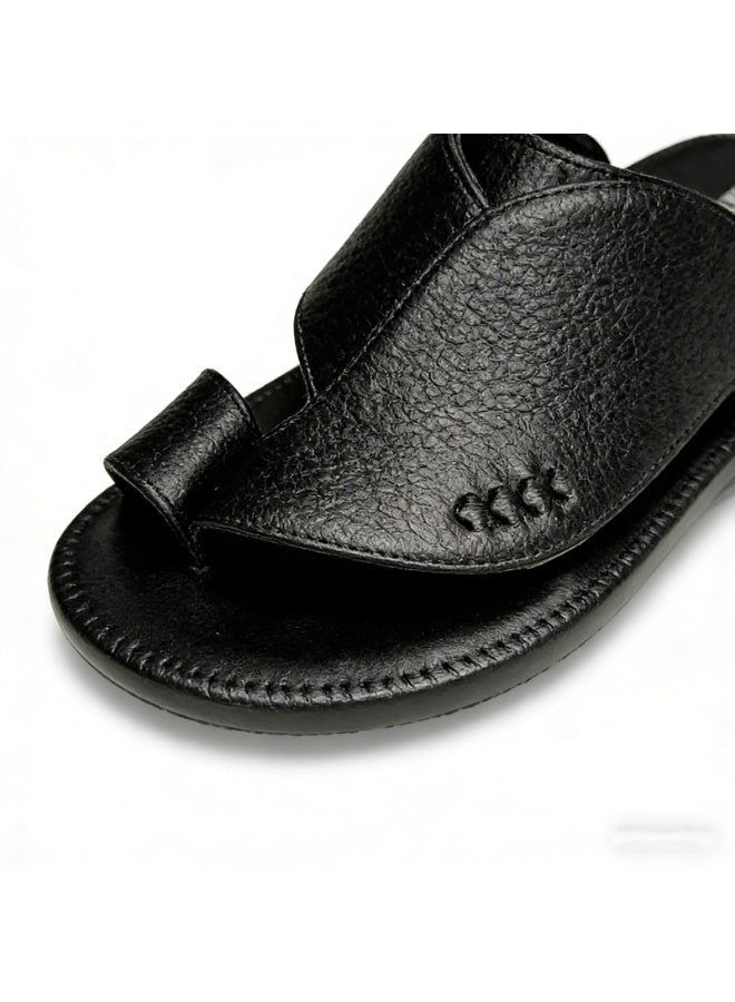 Men's Leather Casual Sandals, Open Toe Soft Strap Non Slip Rubber Sole Summer Daily Shoes - Image 5