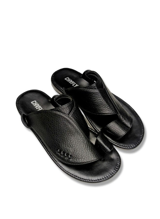 Men's Leather Casual Sandals, Open Toe Soft Strap Non Slip Rubber Sole Summer Daily Shoes - Image 2