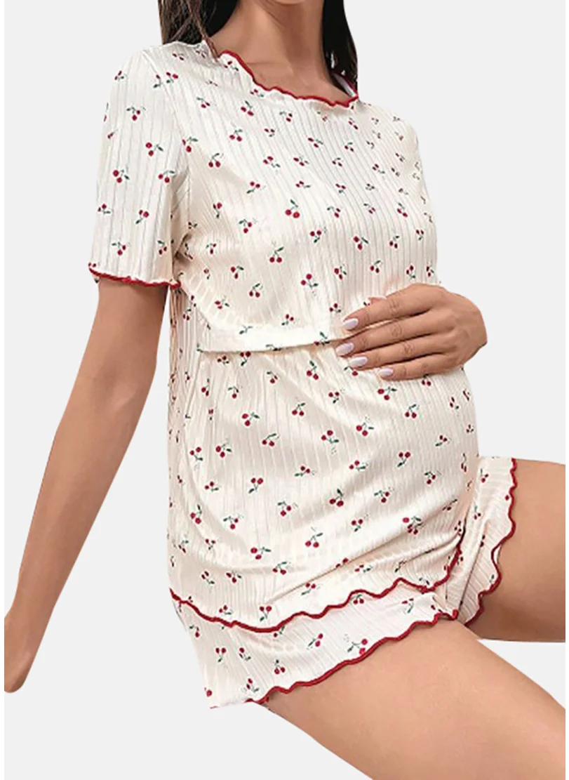 يونيكي White Printed Shorts &Top