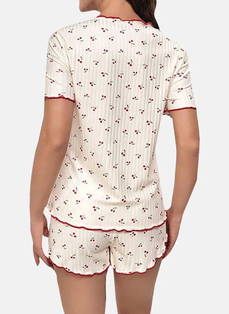 YUNIQEE White Printed Shorts &Top