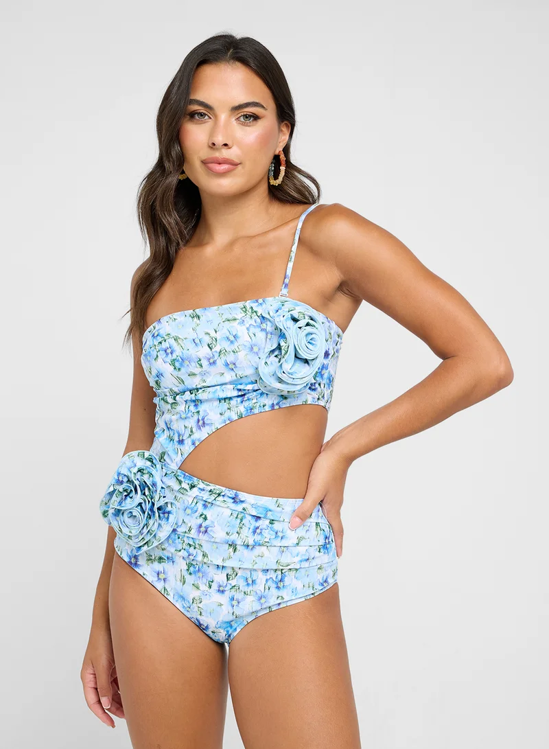 جينجر 3Pc Bandeau Bikini Top & Bottom Set