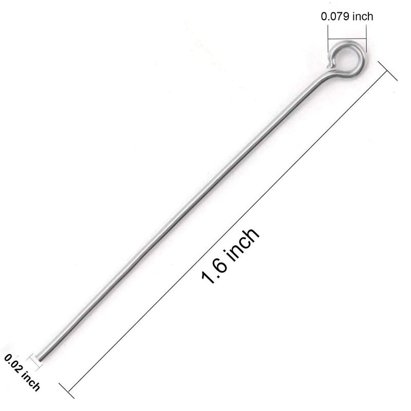 None/Brand 300 Pcs 1.6 Inch 304 Stainless Steel Open Eye Pins Headpins for Jewelry Necklace Making, (Silver) - Image 2