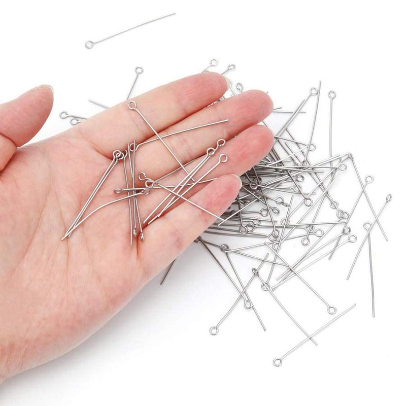 None/Brand 300 Pcs 1.6 Inch 304 Stainless Steel Open Eye Pins Headpins for Jewelry Necklace Making, (Silver) - Image 4