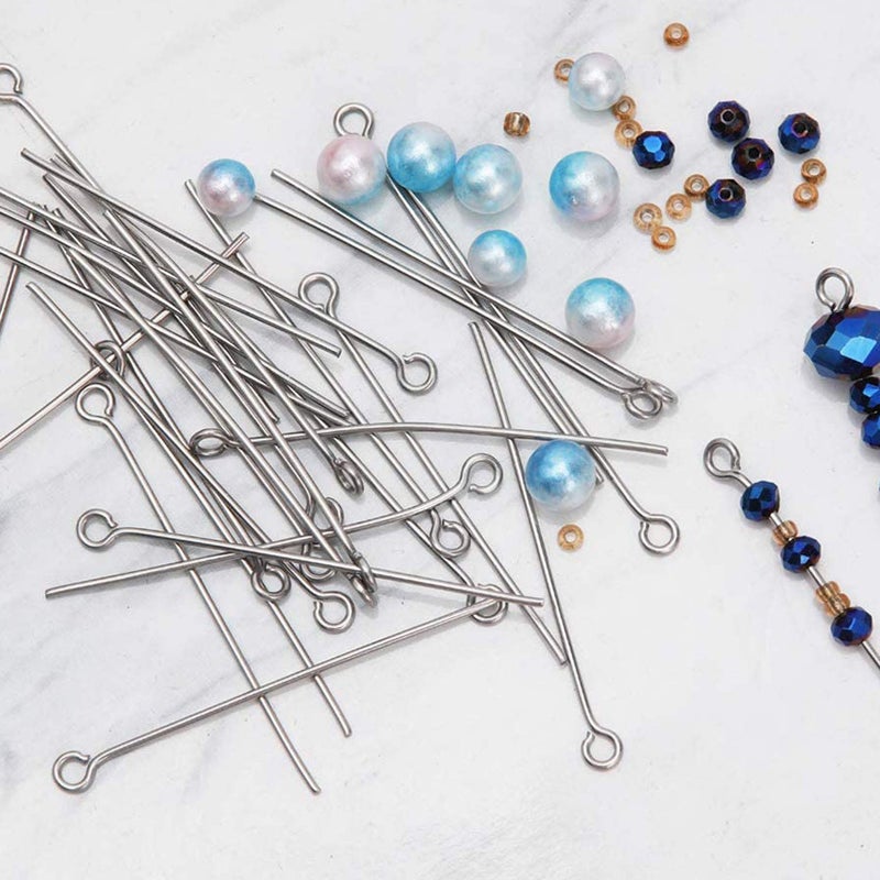 None/Brand 300 Pcs 1.6 Inch 304 Stainless Steel Open Eye Pins Headpins for Jewelry Necklace Making, (Silver) - Image 5