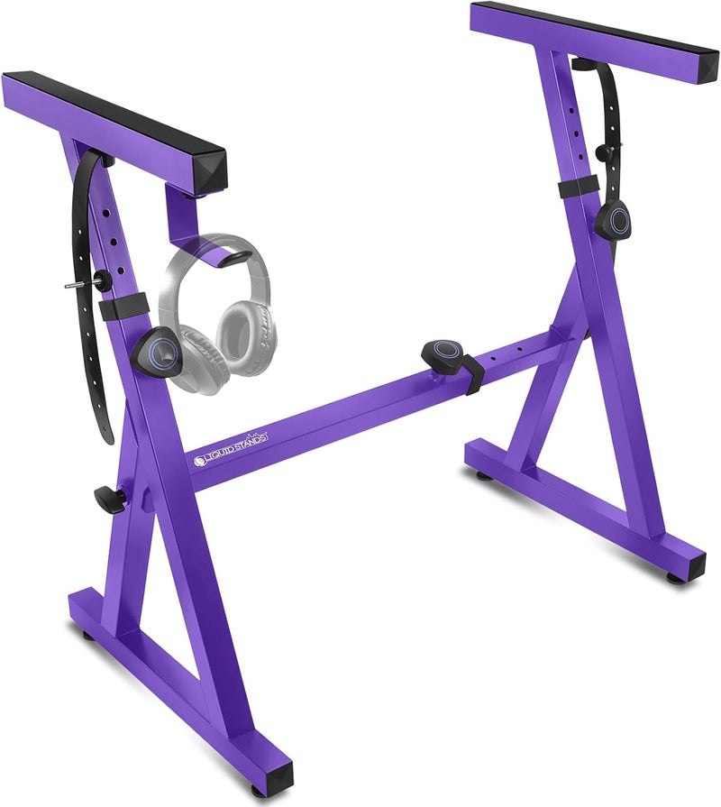 Liquid Stands Piano Keyboard Stand - Z Style Adjustable and Portable Heavy Duty Music Stand for Kids and Adults -Fits 54-88 Key Electric Pianos - Sturdy Musical Keyboard Stand (Purple) - Image 1