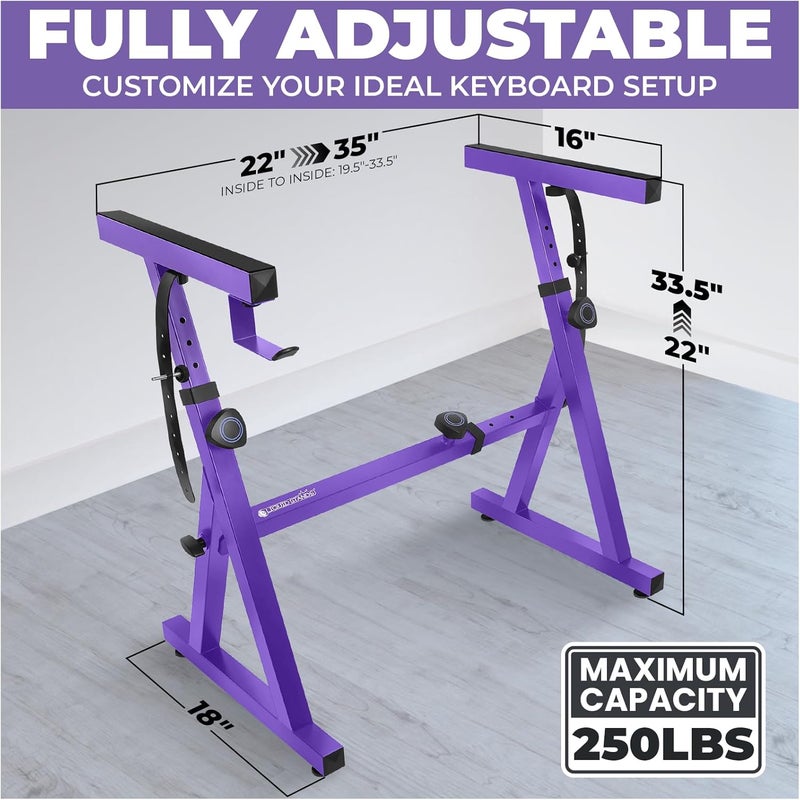 Liquid Stands Piano Keyboard Stand - Z Style Adjustable and Portable Heavy Duty Music Stand for Kids and Adults -Fits 54-88 Key Electric Pianos - Sturdy Musical Keyboard Stand (Purple) - Image 2