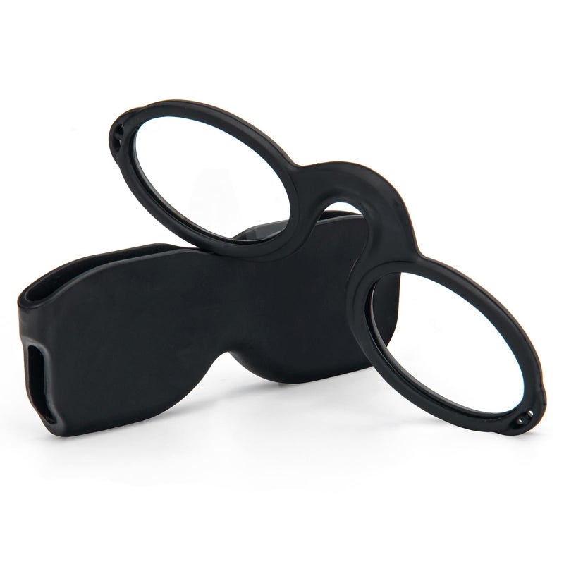 REAVEE Ultra Slim Armless Reading Glasses Small and Flat Readers Compact Pocket Size with Stickon Case HolderBlack 10
