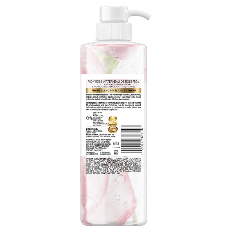 Pantene, Shampoo, Sulfate, Paraben and Dye Free, Pro-V Blends, Soothing Rose Water, 17.9 fl oz - Image 2