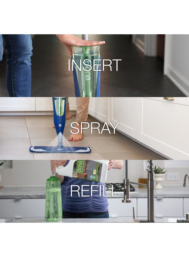 BONA عبوة رذاذ منظف الأرضيات الصلبة متعددة الأسطح - 34 أونصة سائلة - بدون رائحة - قابلة لإعادة التعبئة - حل تنظيف الأرضيات خالي من البقايا لمماسح بونا - للأرضيات الحجرية، والبلاط، واللامينيت، والفينيل - Image 4