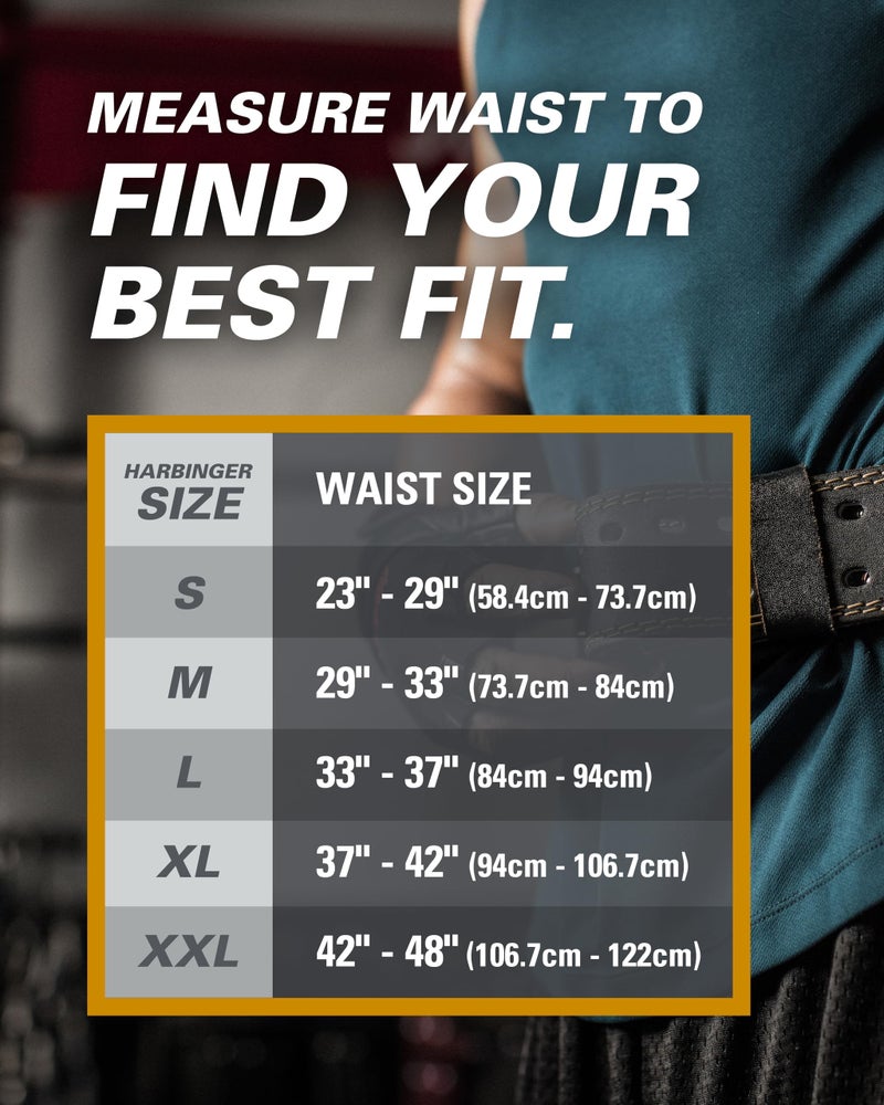 Harbinger Padded Leather Contoured Weightlifting Belt - 4" or 6â€ Width - Interior Suede Lining & Foam Cushioning - Heavy-Duty Dual Prong Steel Roller Buckle - for Lifting Support - Image 5