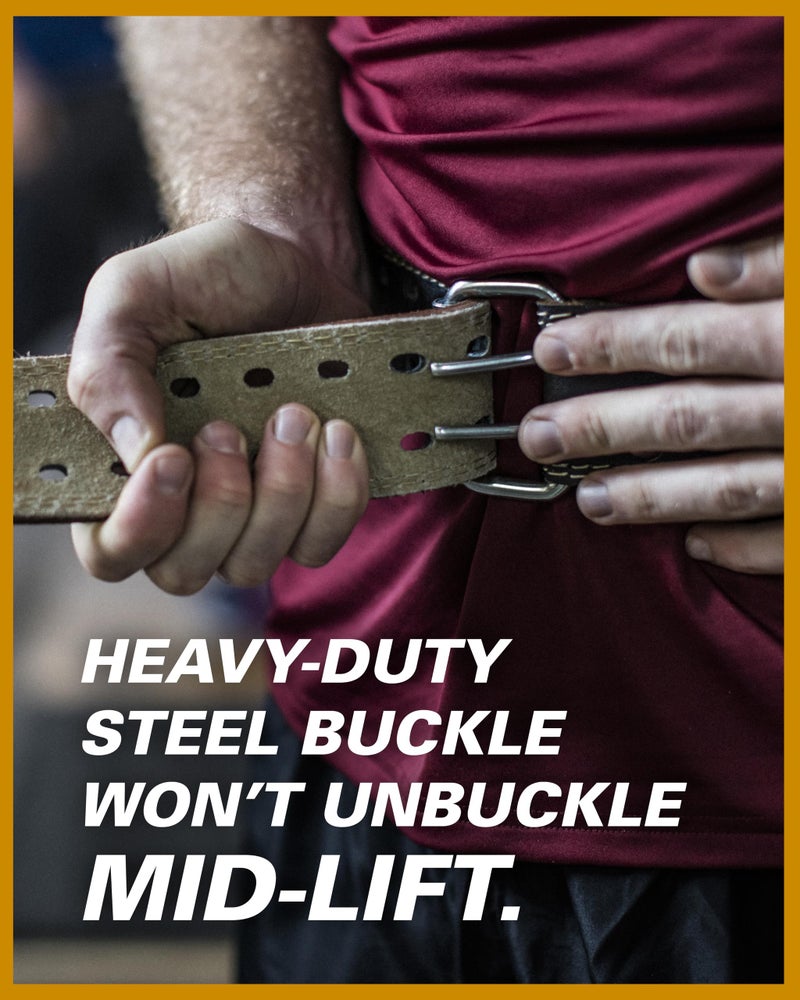 Harbinger Padded Leather Contoured Weightlifting Belt - 4" or 6â€ Width - Interior Suede Lining & Foam Cushioning - Heavy-Duty Dual Prong Steel Roller Buckle - for Lifting Support - Image 2