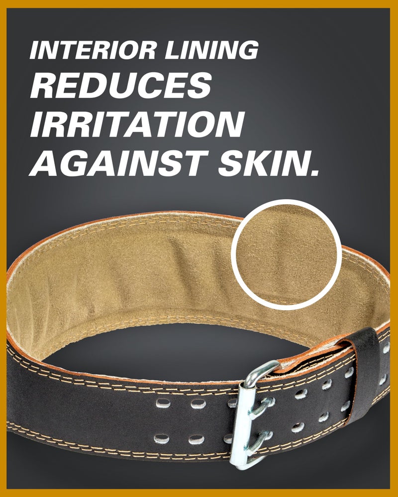 Harbinger Padded Leather Contoured Weightlifting Belt - 4" or 6â€ Width - Interior Suede Lining & Foam Cushioning - Heavy-Duty Dual Prong Steel Roller Buckle - for Lifting Support - Image 4