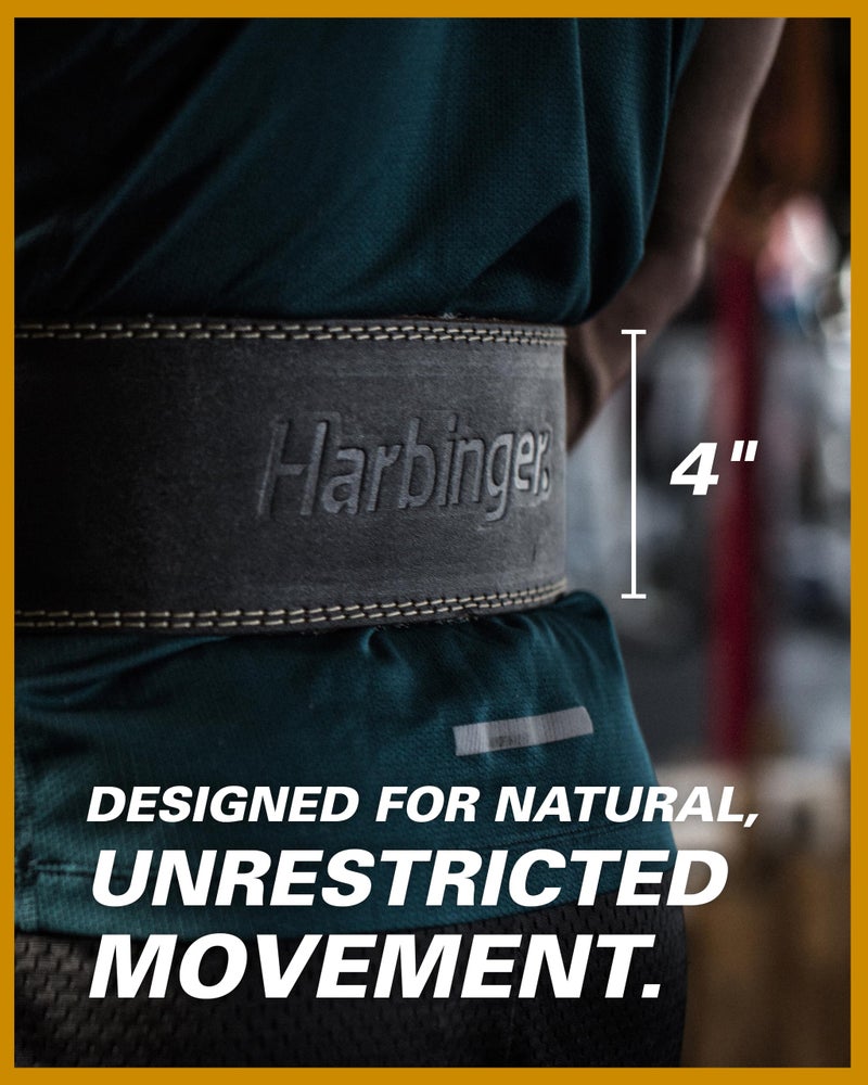Harbinger Padded Leather Contoured Weightlifting Belt - 4" or 6â€ Width - Interior Suede Lining & Foam Cushioning - Heavy-Duty Dual Prong Steel Roller Buckle - for Lifting Support - Image 3