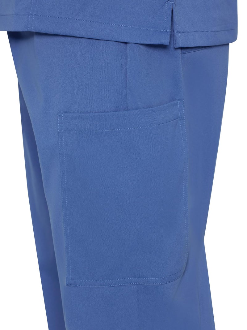 COZYFIT Scrubs for Men Set - V-Neck Scrub Top and Straight Leg Pants with 11 Pockets, Elastic Drawstring Men Scrubs set, Ceil Blue, M - Image 5