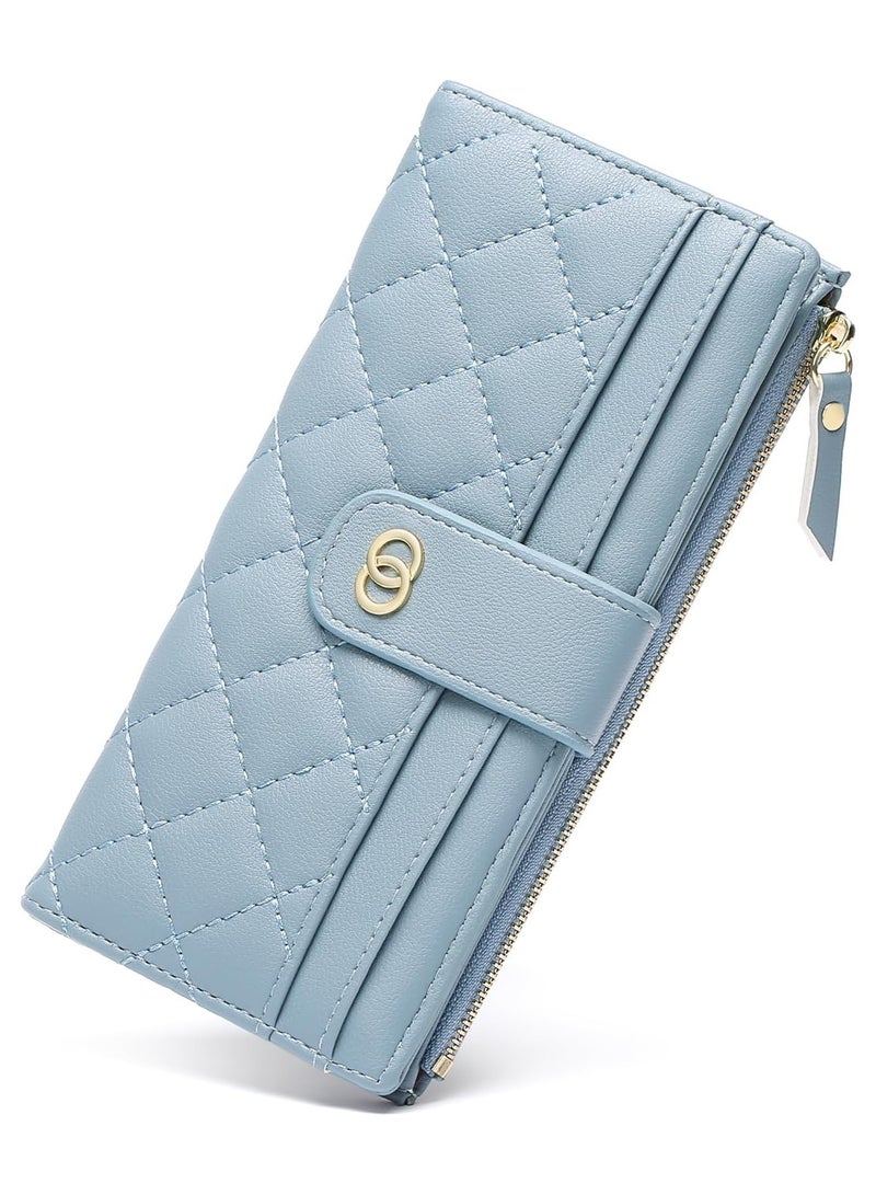 Womens Wallet Slim Rfid Blocking Bifold Leather Credit Card Wallets for Women Clutch with Zipper Coin Pocket - Image 1