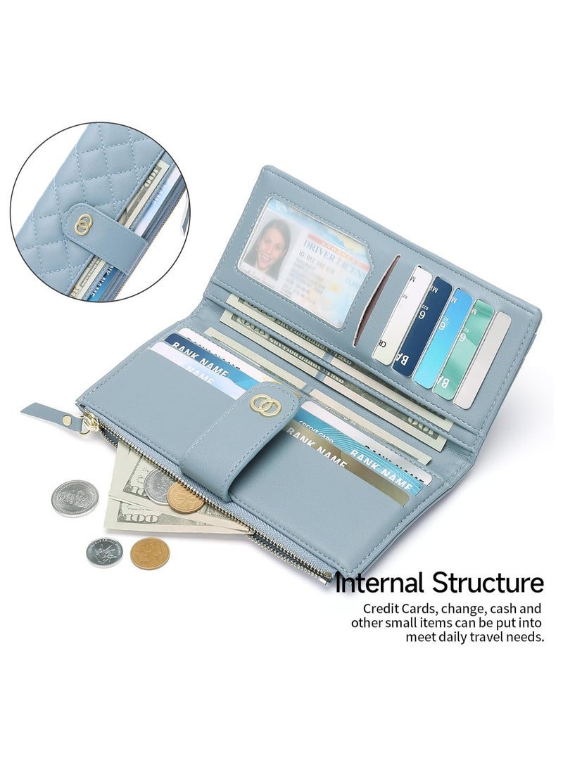 Womens Wallet Slim Rfid Blocking Bifold Leather Credit Card Wallets for Women Clutch with Zipper Coin Pocket - Image 3