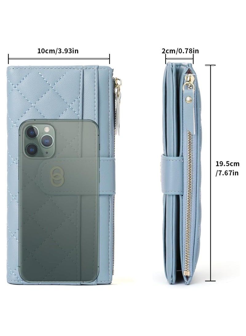 Womens Wallet Slim Rfid Blocking Bifold Leather Credit Card Wallets for Women Clutch with Zipper Coin Pocket - Image 5