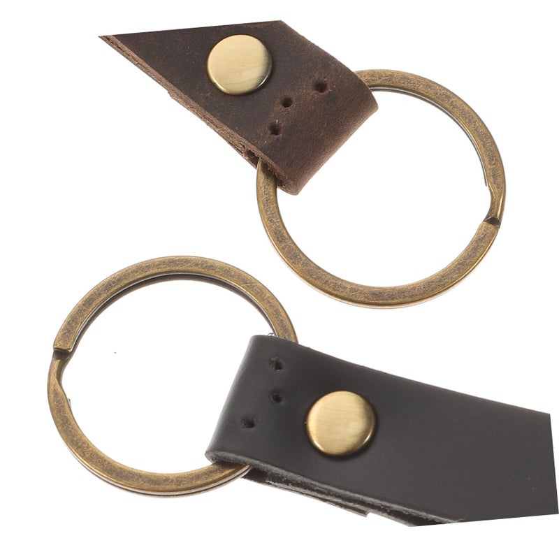 2Pcs Black Red Oily Leather Car Key Chain Holder Durable Auto Keyring For Friends Family - Image 4