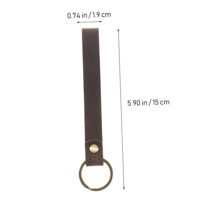 2Pcs Black Red Oily Leather Car Key Chain Holder Durable Auto Keyring For Friends Family - Image 3