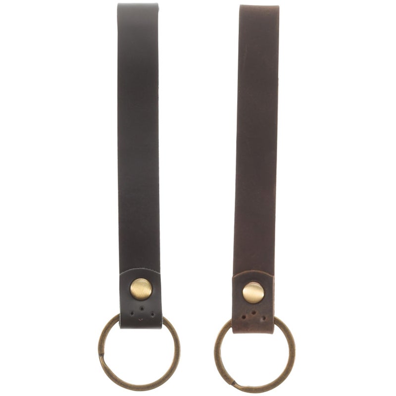 2Pcs Black Red Oily Leather Car Key Chain Holder Durable Auto Keyring For Friends Family - Image 2