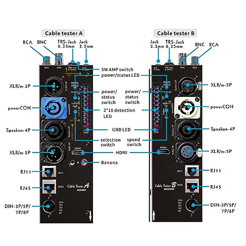 MFL. Detachable Advanced Cable Tester Line Audio Spilt Apart Cable Checker and Finder 10-Way Switch Wire Tracker with LED Indicators, Separate Working Mode, Rectangular - Image 3