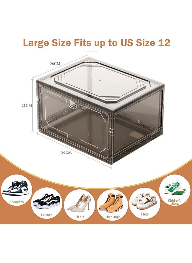 GoldenLike - Shoe Box Clear Shoe Organizer Storage Boxes for Closet Stackable Shoe Organizers Front Opening Sneaker Containers Bin Great Substitute for Shoe Rack Space Saving Shoe Storage Box for Entryway - Image 1