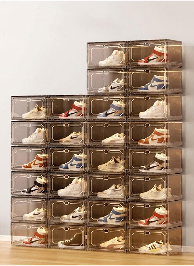 GoldenLike - Shoe Box Clear Shoe Organizer Storage Boxes for Closet Stackable Shoe Organizers Front Opening Sneaker Containers Bin Great Substitute for Shoe Rack Space Saving Shoe Storage Box for Entryway - Image 1