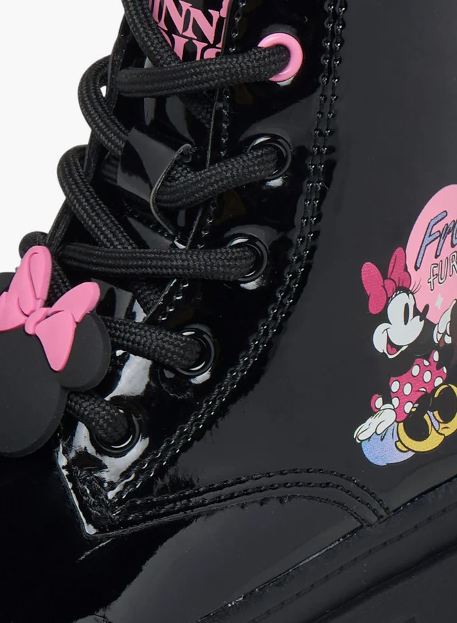 Disney Minnie Mouse Print Ankle Boots with Zip Closure