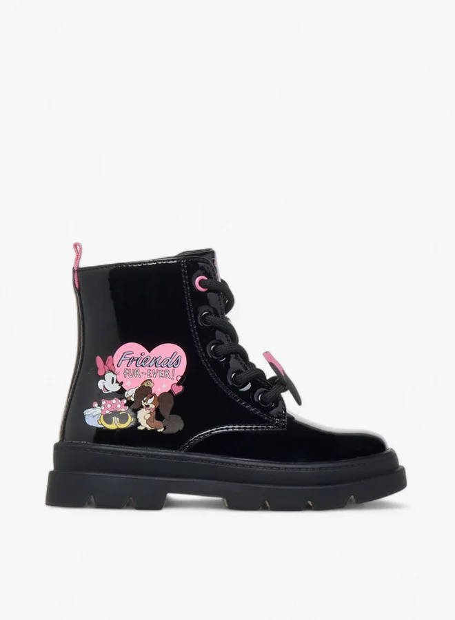 Disney Minnie Mouse Print Ankle Boots with Zip Closure