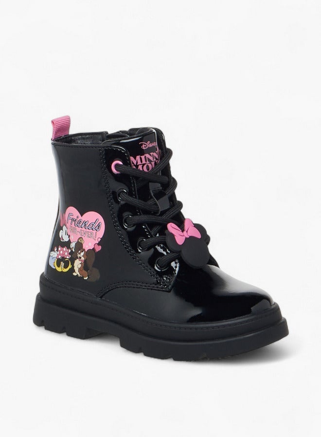 Disney Minnie Mouse Print Ankle Boots with Zip Closure - Image 2