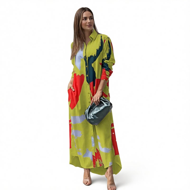 Women's Casual Printed Loose Shirt Dress - Image 5