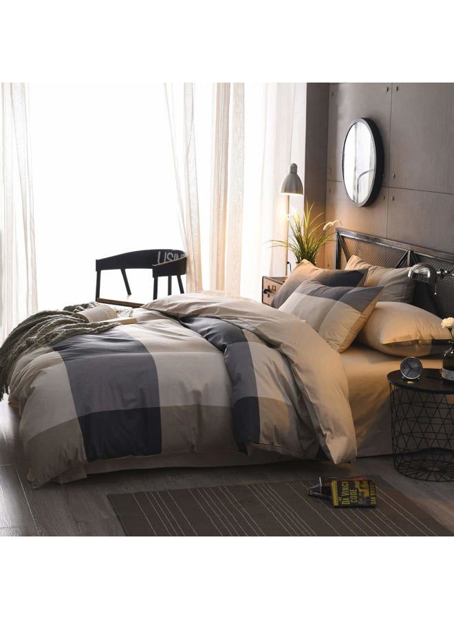 TISPLR Queen Comforter Set Plaid 3 Pieces Soft Bedding Plaid Comforter Set Vintage Style Checkered Gingham Queen Comforter Set for All Seasons 1 Comforter and 2 Pillowcases (Plaid, Queen) - Image 3