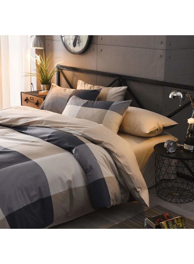 TISPLR Queen Comforter Set Plaid 3 Pieces Soft Bedding Plaid Comforter Set Vintage Style Checkered Gingham Queen Comforter Set for All Seasons 1 Comforter and 2 Pillowcases (Plaid, Queen) - Image 2