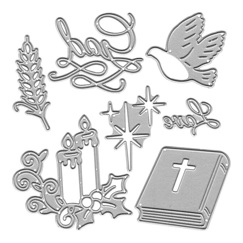 Metal Cross Book Cutting Dies Peace Dove Candle Die Cuts Embossing Stencils Template Mould for Card Scrapbooking and DIY Craft Album Paper Card Decor