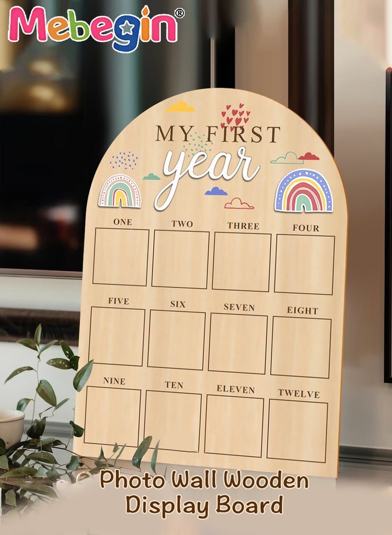 MEBEGIN Baby Keepsake Frame with Non-trace Adhesive Patch, My First Year Milestone Photo Frame, Wood Acrylic 1st Birthday Decor, Creative Baby Age Stages Photo Board, 12 Monthly Baby Photo Display, Personalized Newborn Photo Frame - Image 4