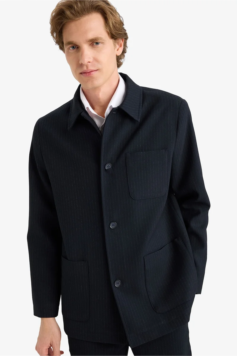 ديفاكتو Regular Fit Polo Collar Cotton Lined Blazer