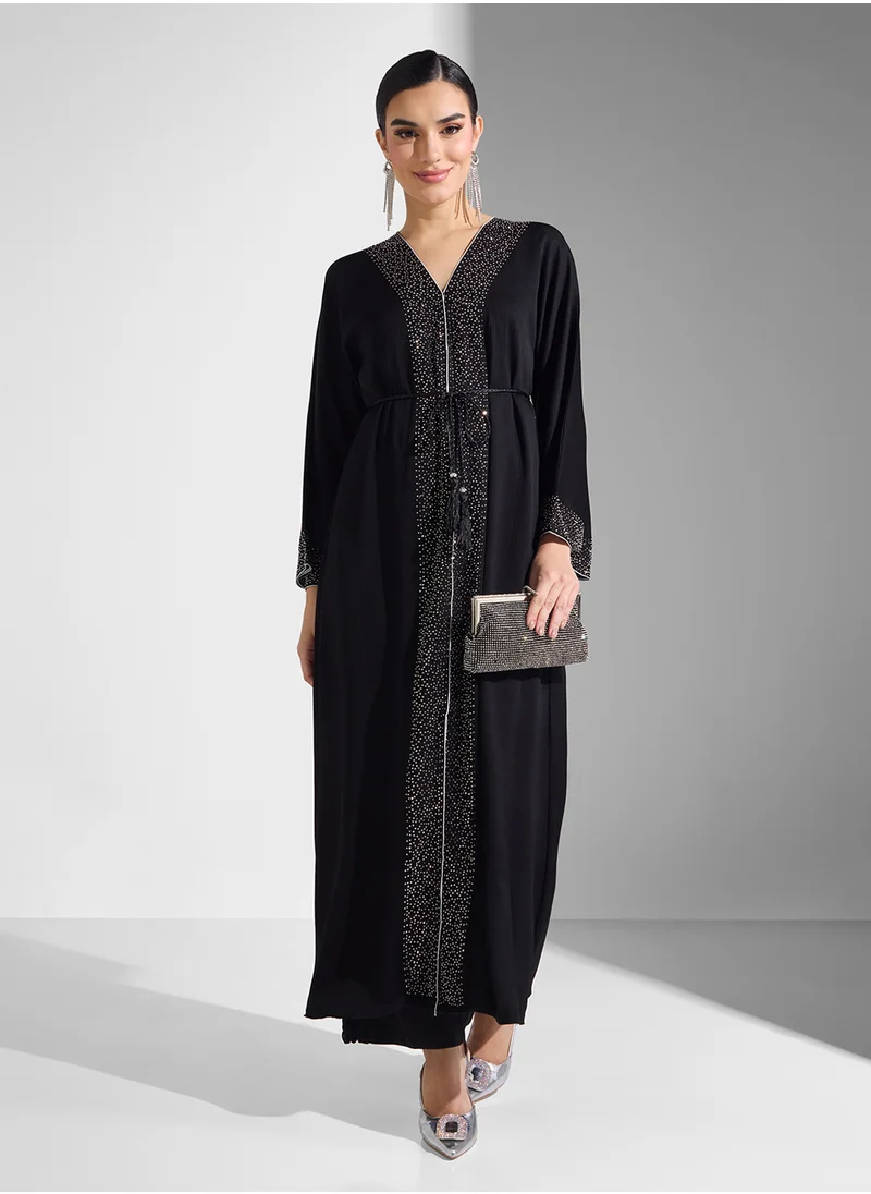 ARABIAN CLOSET Embellished Abaya With Belt