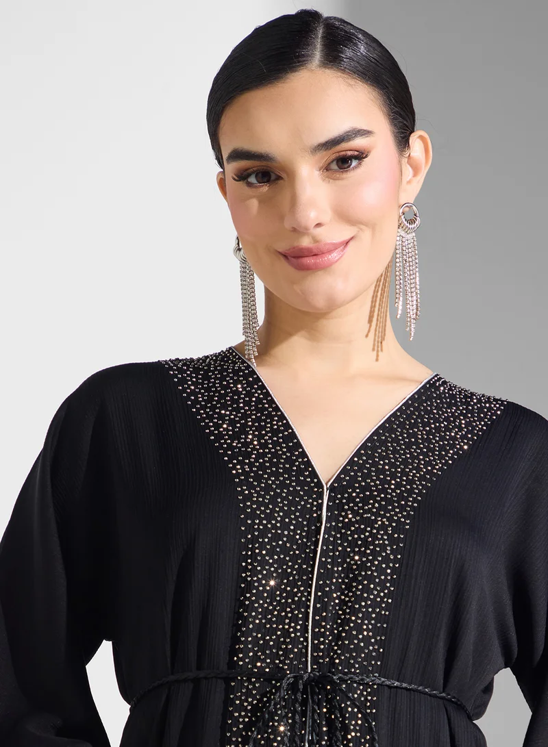 ARABIAN CLOSET Embellished Abaya With Belt
