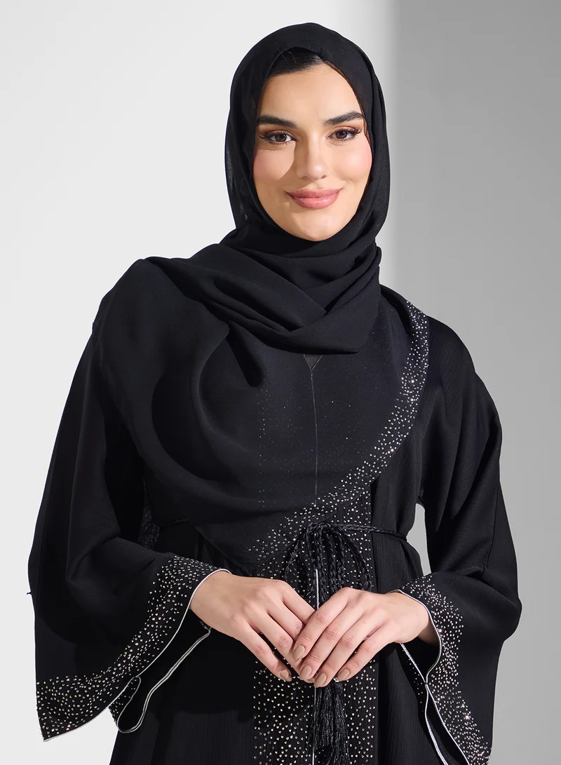 ARABIAN CLOSET Embellished Abaya With Belt