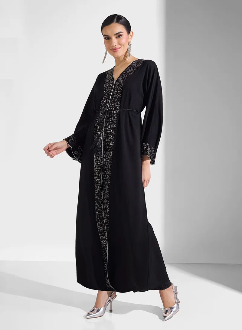 ARABIAN CLOSET Embellished Abaya With Belt